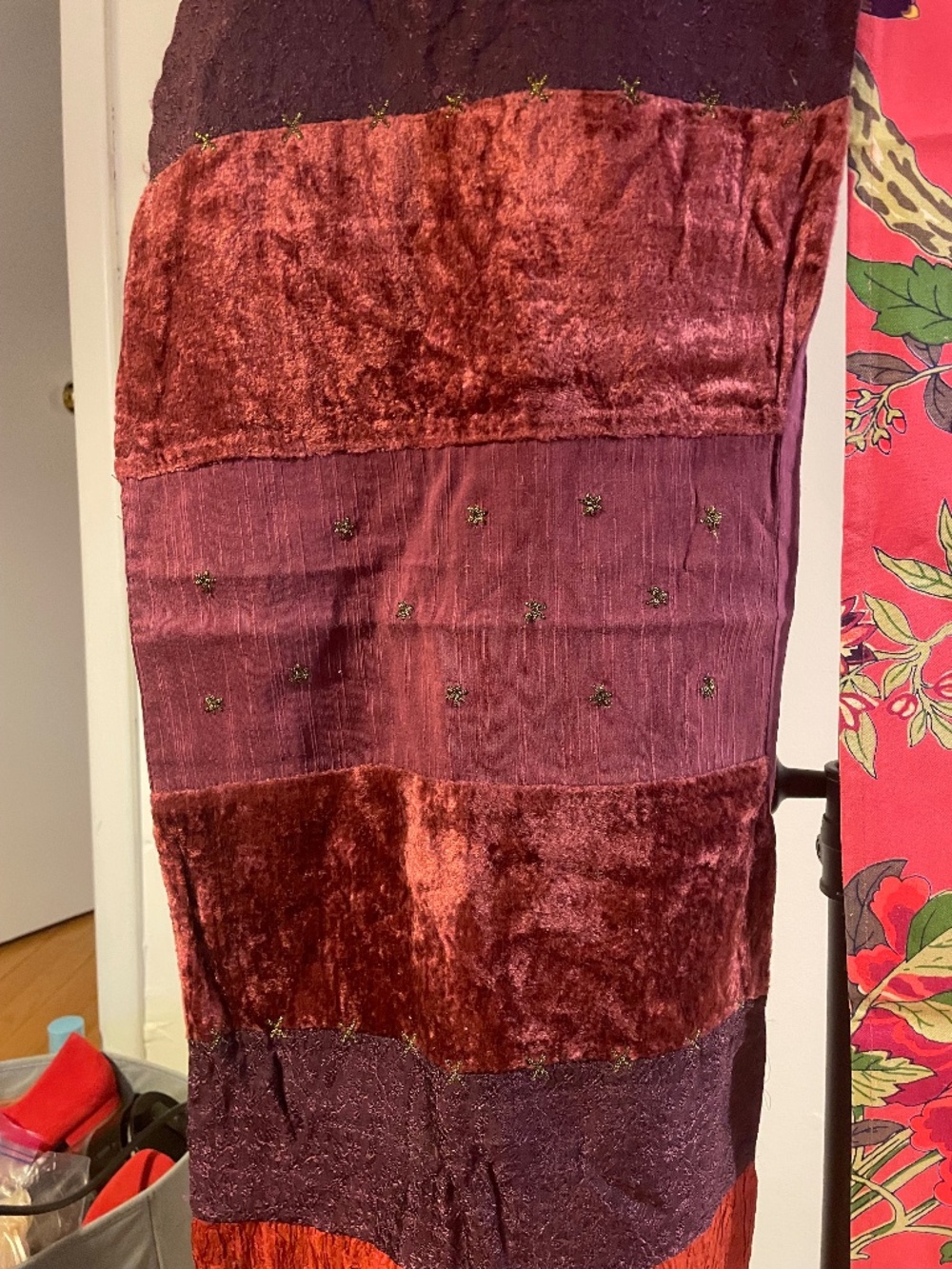 Purple embellished table runner
